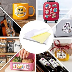 Sticker Glossy Photo Paper Self Adhesive A4 Size for Inkjet Printer Dries Quickly Printing Label Art for Multipurpose Uses (50)
